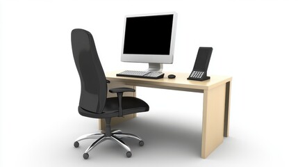 Modern Office Workspace with Ergonomic Chair and Desk