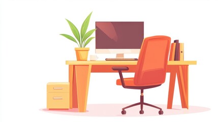 Modern Ergonomic Workspace with Computer and Desk