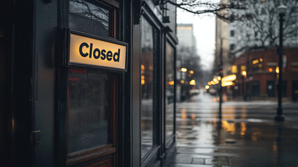 Obraz premium Closed boutique storefront with elegant window display, symbolizing the end of a day and the anticipation of a new beginning