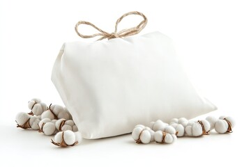 Obraz premium Fabric pouch packaging made of cotton isolated on a white background