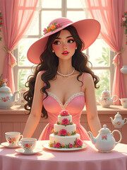 girl in a restaurant with a cafe