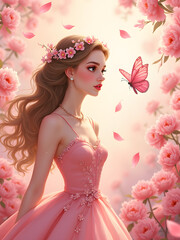 girl in a pink dress