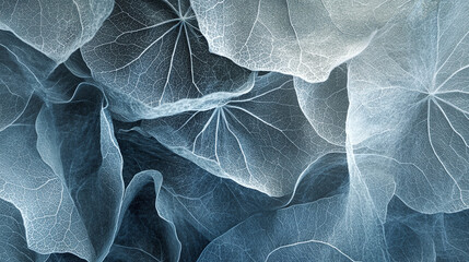 Obraz premium Close-up of delicate nature leaves in soft blue tones for organic living inspiration indoor abstract art concept
