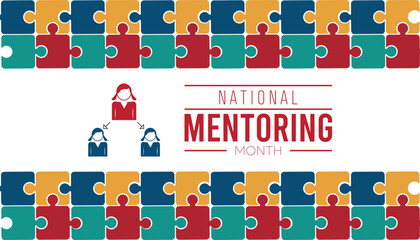 National Mentoring Month observed each year during January. Education Awareness concept. Vector template for banner, greeting card, poster with background.