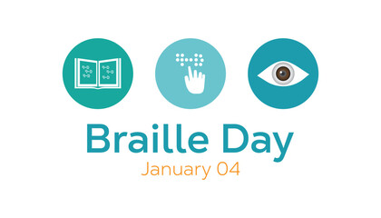 World Braille day observed each year during January. Education Awareness concept. Vector template for banner, greeting card, poster with background.