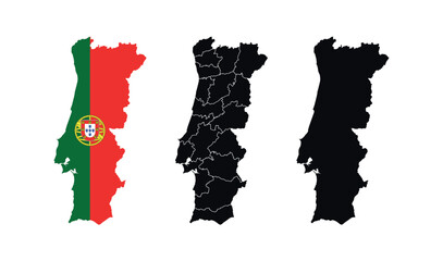 Portugal Map vector icon. Map of Portugal various styles.