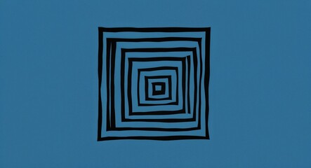 Black Square pattern hand drawn design on Blue background illustration