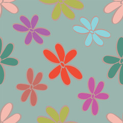 Colorful hand drawn flowers seamless pattern