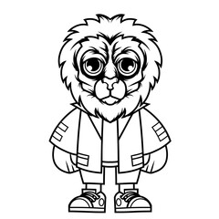 Mascot character design cartoon of lion outline