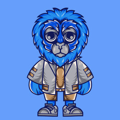 Mascot character design cartoon of lion