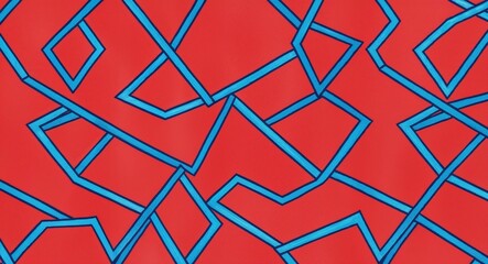 Blue Pentagon pattern hand drawn design on Red background illustration