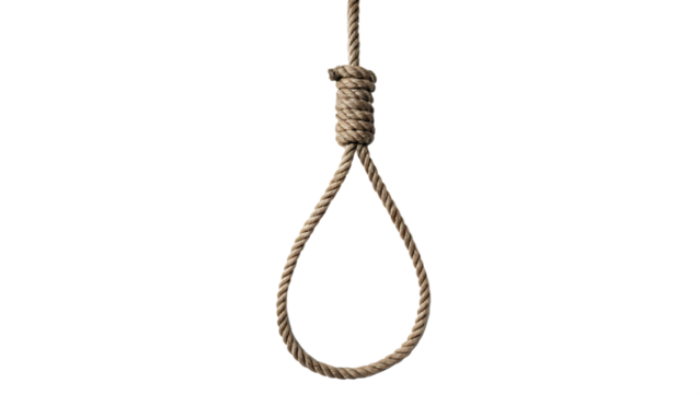 Isolated rope noose, a symbol of hanging and death