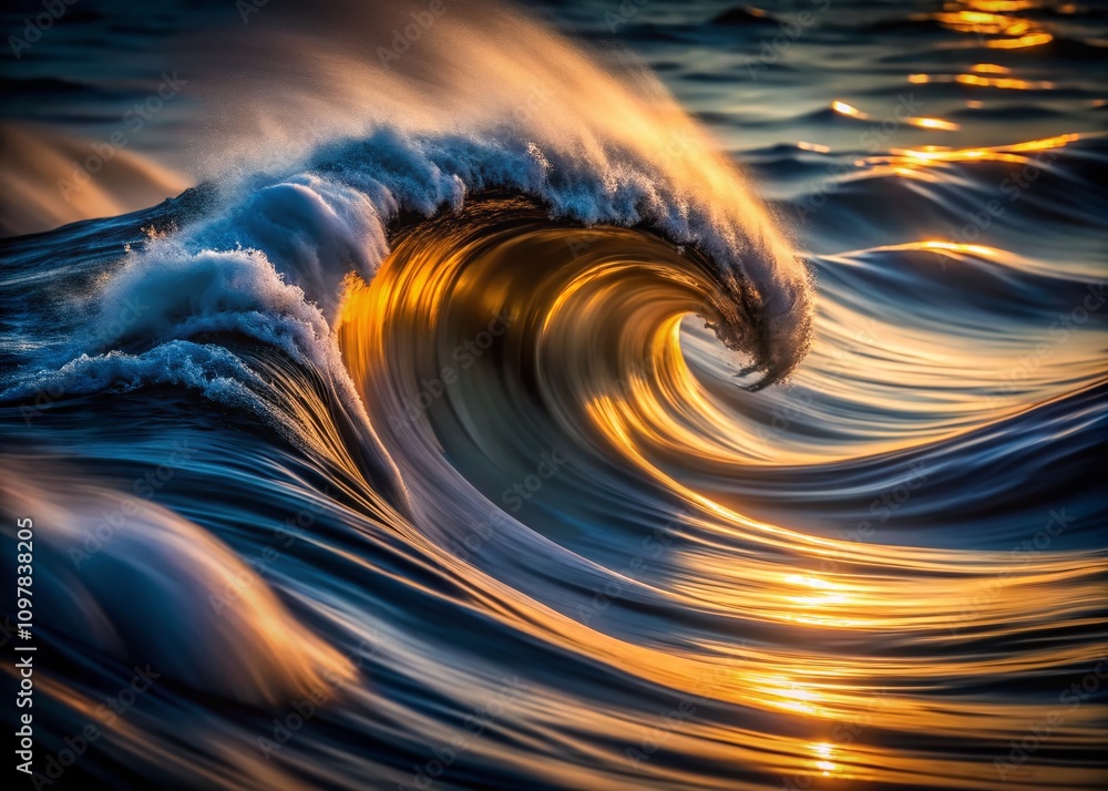 Poster dark dynamic wave fluid abstract elements captured in long exposure techniques, evoking movement and