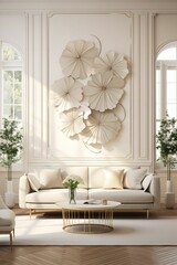 Opulent Modern Living Room with Floral Wall