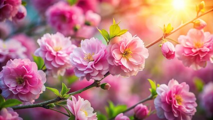 Obraz premium Delicate Pink Flowers in Summer Spring Closeup – A Dreamy Outdoor Scene Capturing the Beauty of Nature with Soft Background and Gentle Hues of Blossoming Flora