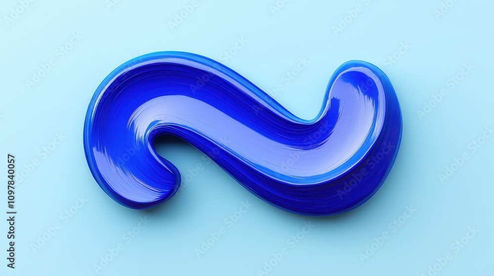 Poster Abstract Blue Paint Stroke  Swirl  Dynamic Flow  3D Render  Background  Texture  Design El