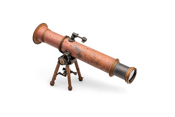 Antique telescope, isolated on white background