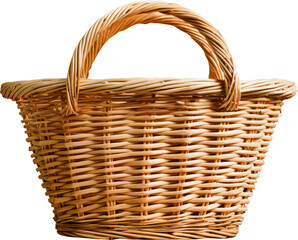 Obraz premium Woven wicker basket with a sturdy handle