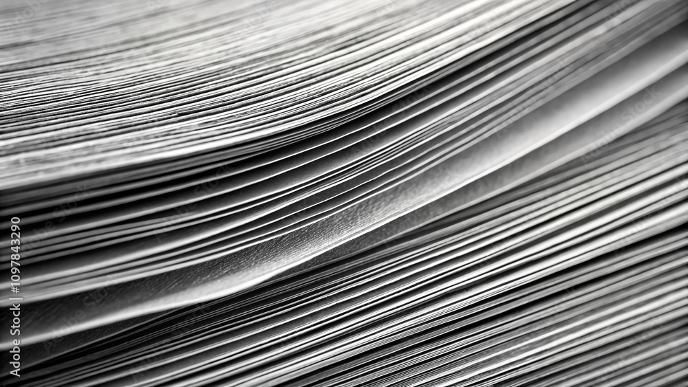 Poster detailed close-up of black and white photocopy paper texture, capturing intricate patterns and depth
