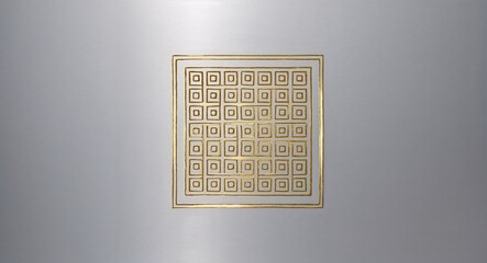 Gold Square pattern hand drawn design on Silver background illustration