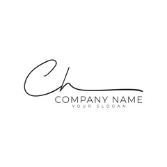 CH handwritten signature monogram letter logo design template for personal branding or business