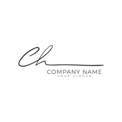 CH handwritten signature monogram letter logo design template for personal branding or business