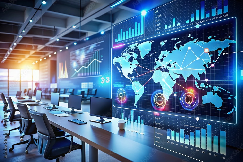 Poster digital map data visualization in modern information technology environment with emphasis on analyti