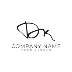 DK handwritten signature monogram letter logo design template for personal branding or business