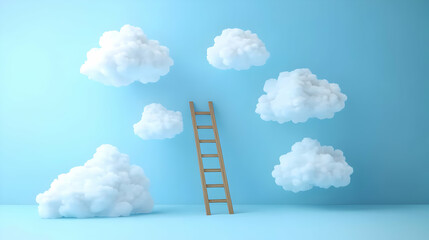 3D Illustration: Ladder to the Clouds