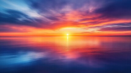 Obraz premium colors as the sun emerges from the sea, illuminating the sky with brilliant hues of orange,