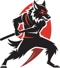 Fighting Wolf Silhouette Design for Professional Use, Art & Illustration