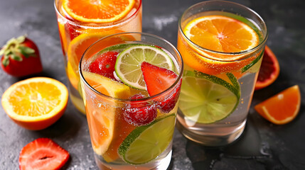 Healthy detox water with fruits.