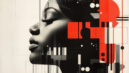 Abstract Portrait with Geometric Elements