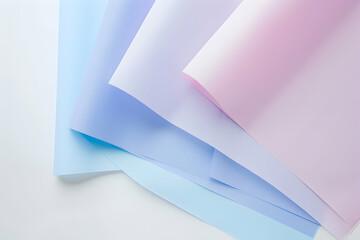 Fototapeta premium empty blue, white, pink and purple sheets of paper on white background