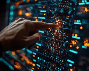 Businessman Pointing at Digital Chart Visualizing Intangible Asset Growth and Brand Value