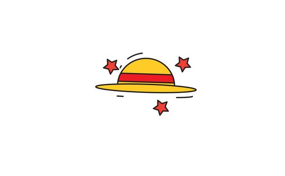 Animated of a straw hat with a red band and three red stars. This hat is a recognizable symbol in popular culture