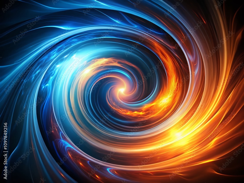 Aufkleber dynamic blue and orange light swirls in a dark setting, perfect for captivating visuals and creative