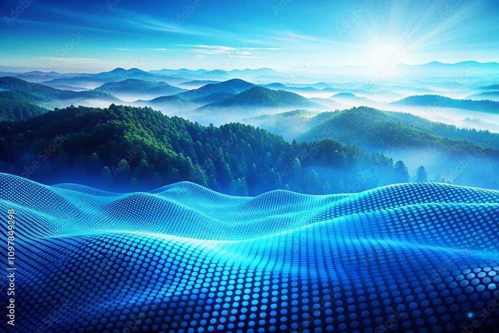 Poster dynamic blue background with layered textures and subtle dot patterns for professional use in presen