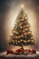 Obraz premium Christmas wallpaper, Christmas background, Christmas tree, Christmas photo, luxury Christmas