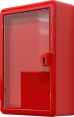 Red cabinet for emergency equipment storage