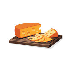 Wooden board with cheese vector illustration
