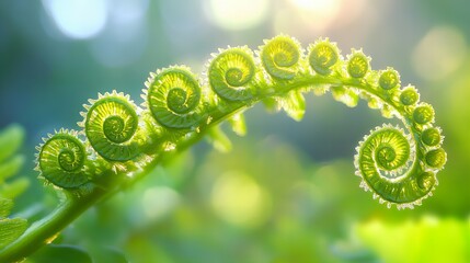 A close-up of a fiddlehead fern unfurling, revealing intricate patterns of nature.