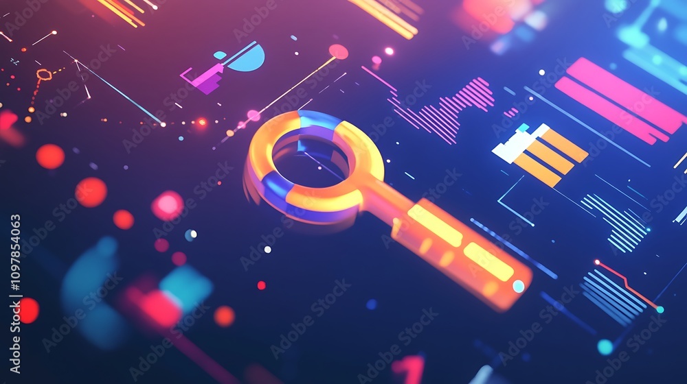 Aufkleber abstract digital key neon lights data visualization