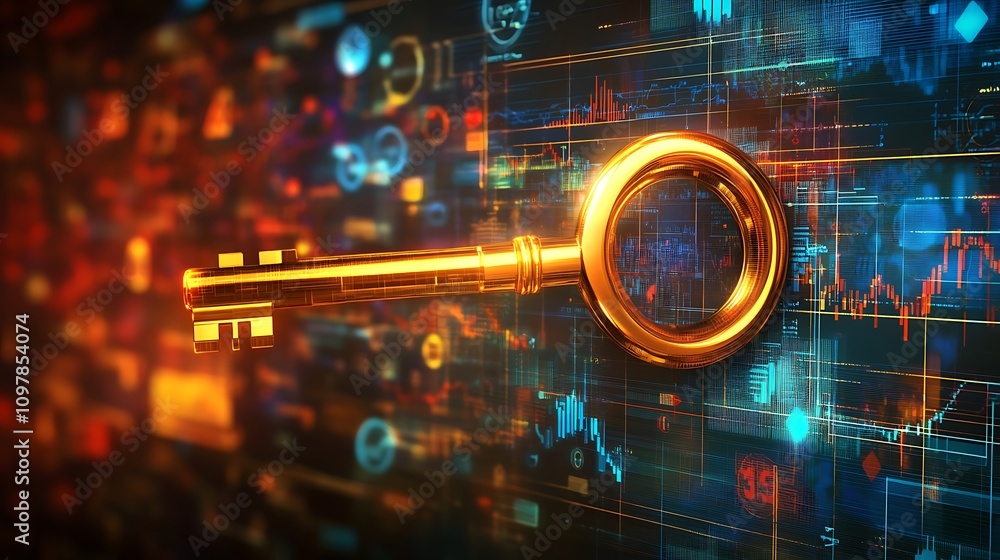 Poster golden key to digital data and information access