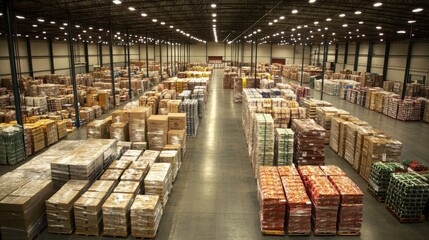 Packed Food Warehouse Ready for Distribution