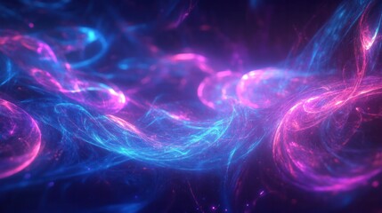 Obraz premium blend of blue and purple tones, intertwined with glowing neon swirl lines.