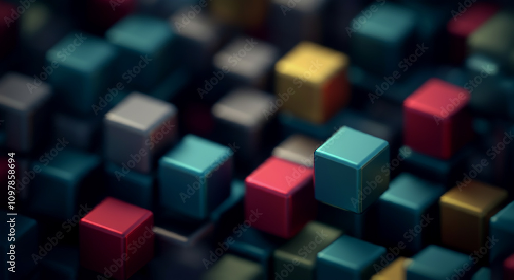 Poster background of abstract digital geometric cubes with copy space