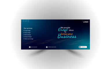 Creative facebook cover design with gradient. Also use blend. Modern and simple vector facebook cover template.