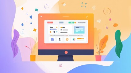 A clean flat design banner showcasing product testing with icons of devices, ratings, and feedback forms, complemented by a colorful background and modern typography