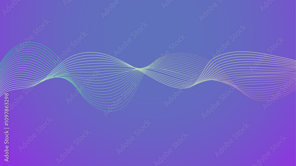Poster Dynamic gradient colorful flowing wave design element. Abstract wavy lines gradient vector line blend element.	
